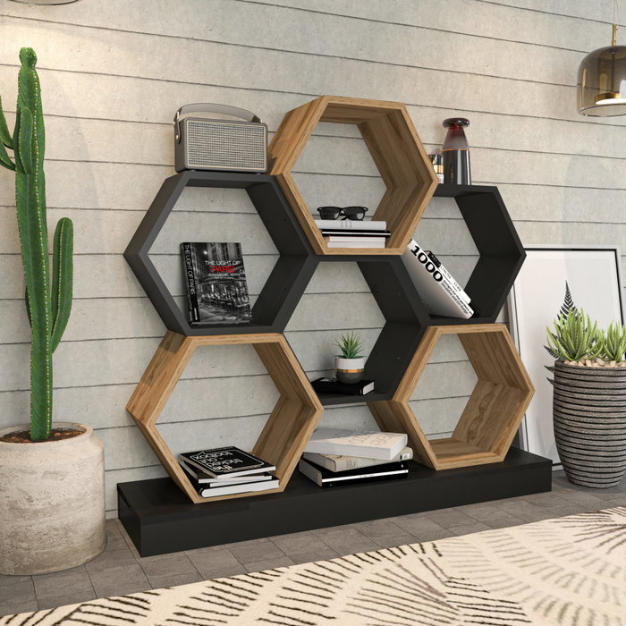Hanah Home Estantería Cicek - Negro y Roble Hanah Home Estantería Cicek - Negro y Roble